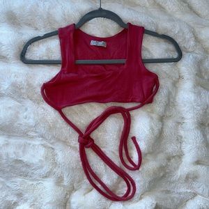 Oh Polly Tie Pink Crop Top